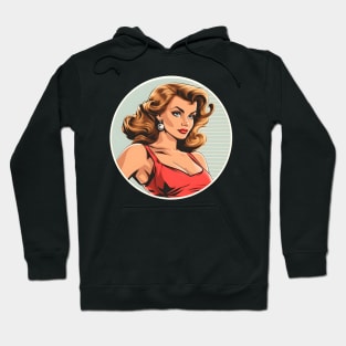 Pin up girl red lips blonde retro comic Hoodie